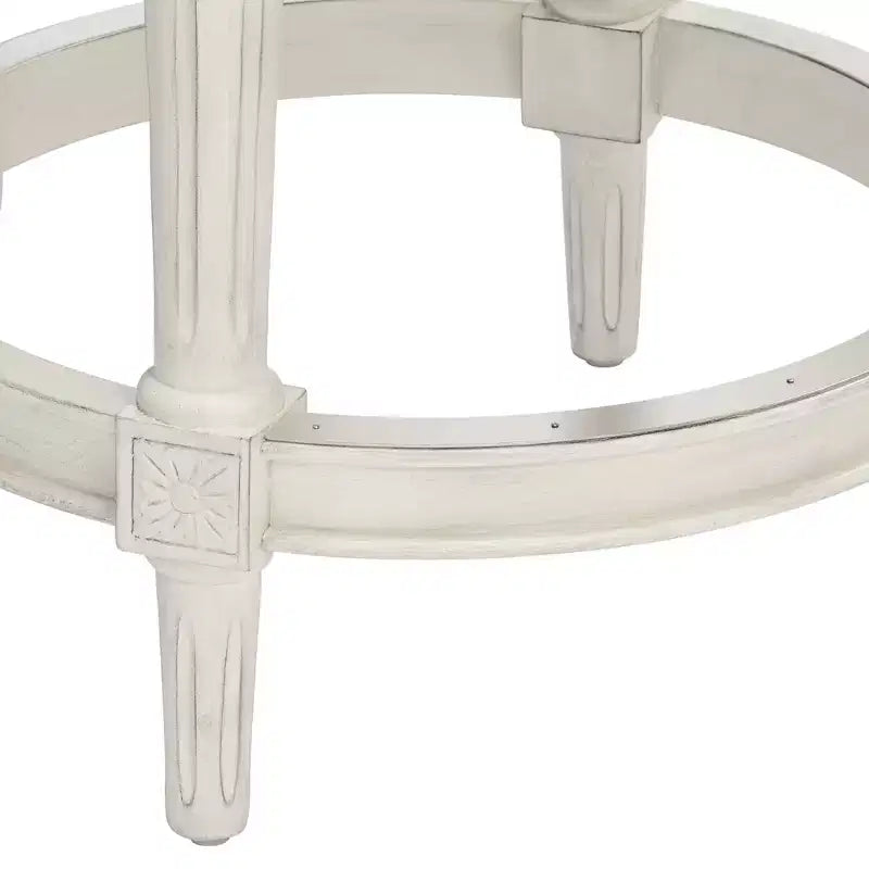 Tabouret de bar pivotant en bois blanc de 24 1/2 pouces de haut, style traditionnel à volutes