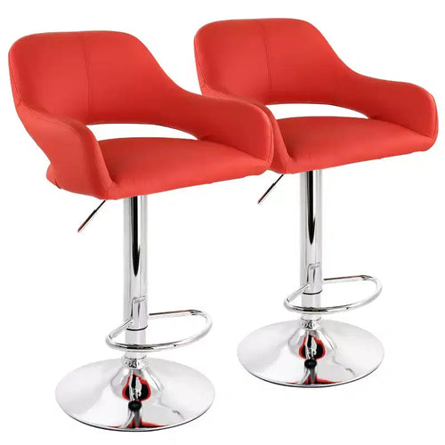 Elama 2 Piece Adjustable Faux Leather Bar Stool Set