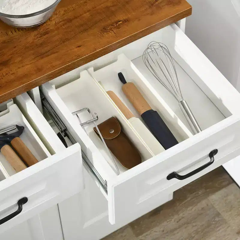 Garde-manger de cuisine, buffet autoportant avec vaisselier, 3 tiroirs, 6 portes